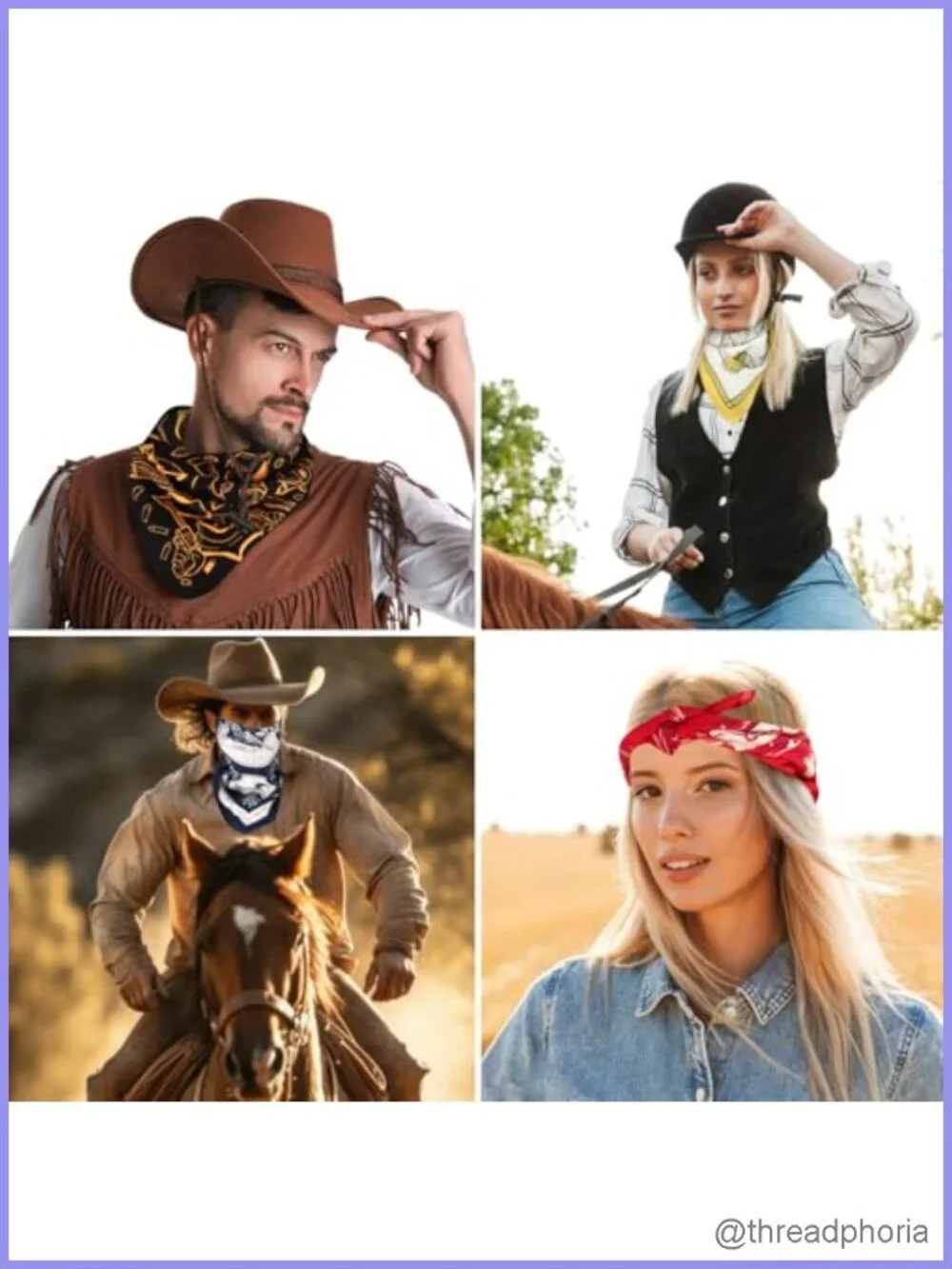100% Cotton Bandana 6 Pack Multipurpose Cowgirl Western Accessory